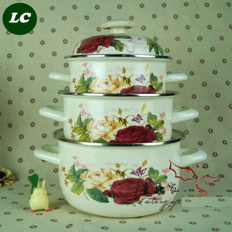 FREE SHIPPING casserole set enamel pot set  ceramic cookware set 16cm 18cm 20cm enameled-cookware-set kitchenware*