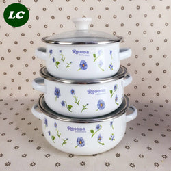 free shipping cooking tools enamel casserole pots set mini kitchen utensil with glass cover