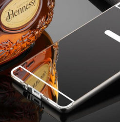 Etui For Samsung Galaxy J5 J7 2016 J3 J510 J710 Luxury Gold Plating Armor Aluminum Metal Frame + Mirror Acrylic Case Back Cover