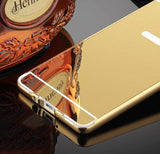 Etui For Samsung Galaxy J5 J7 2016 J3 J510 J710 Luxury Gold Plating Armor Aluminum Metal Frame + Mirror Acrylic Case Back Cover