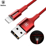 Baseus LED Lighting USB Cable For iPhone 8 6 7 Fast Charging Cable For iPhone iPad USB Charger Cable Mobile Phone Charger Cable