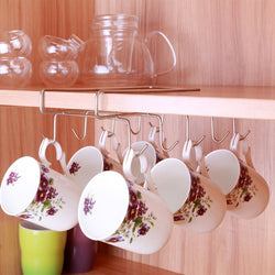 10 Hooks Pantry Cabinet Kitchen Storage Hanging Mug Hanger Holder Utility Cookware Hook Rack Hanging Storage Hanger Organizer