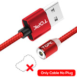 TOPK 1M LED Magnetic Cable For iPhone X 8 7 Plus iPad Air & Micro USB Cable & USB Type C Cable Nylon Braided Magnet Charger