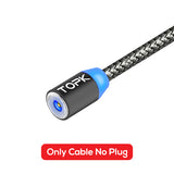 TOPK RLine1 LED Magnetic USB Cable , Magnet Plug & USB Type C Cable & Micro USB Cable & USB Cable for iPhone X 8 7 6 Plus 5s SE