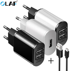 2 USB Charger 5V 2A EU Plug adapter Wall Mobile Phone Charger Portable Charge Micro Cable For Samsung Xiaomi Charging Tablet