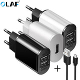 2 USB Charger 5V 2A EU Plug adapter Wall Mobile Phone Charger Portable Charge Micro Cable For Samsung Xiaomi Charging Tablet