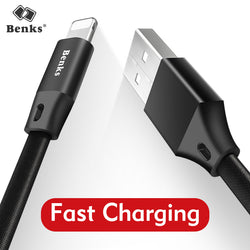 Benks Usb Cable For iPhone 5 6 6s 7 8 X Super Elasticity 2A Fast Charging Charger Adapter Flat Nylon-braided Mobile Phone Cables